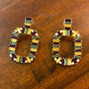 Purple, green and gold Mardi Gras earrings
